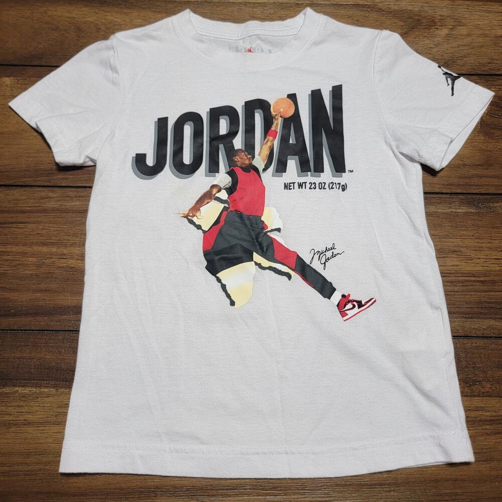 Air Jordan Kids White Tee "Jordan" - Size Medium (5-6 Yrs)